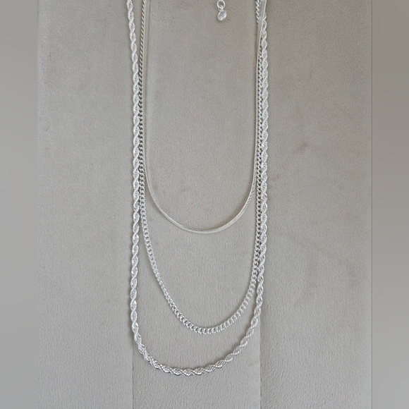 Women Silver 3 Pack Layered Necklace - Picture 3 of 3